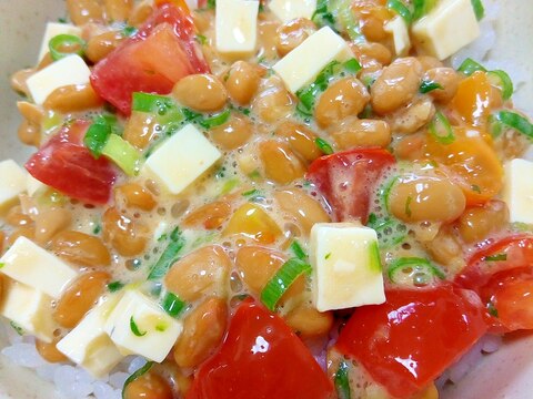 納豆の食べ方-ゴルゴンゾーラ＆トマト♪